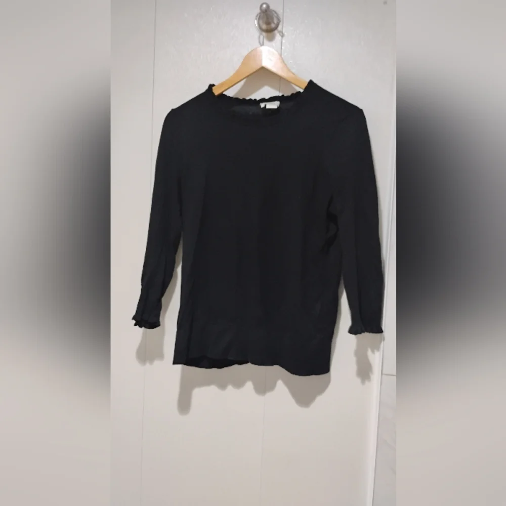 Kate Spade Ruffle Cotton Blend Long Sleeve Sweater Sz L